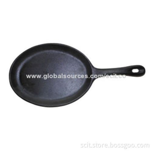 Cast Iron Round Shallow Fry Pan with Ribs 17.5cm Dia, Customized Logos are Welcome